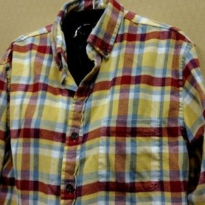 Lands' End slim fit plaid flannel shirt M